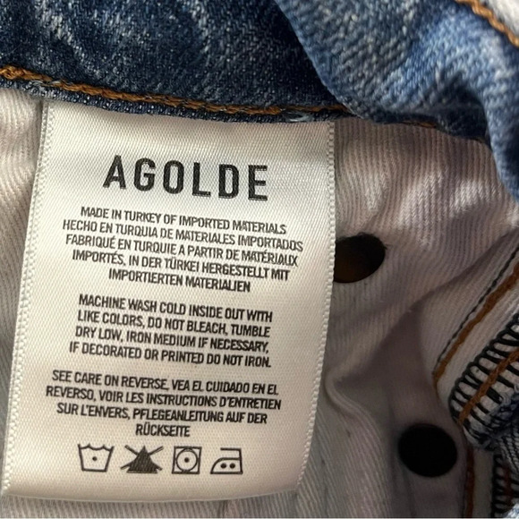 AGOLDE Pinch Waist High Rise Kick Jeans Womens Size 27 Raw Hem Ankle Crop Denim - Picture 11 of 16